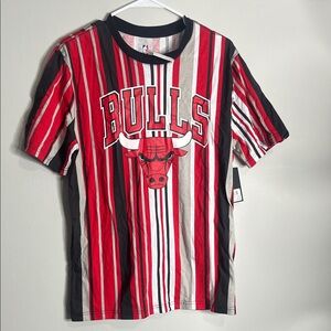 NBA Bulls Red, Black, and White Striped Tee
